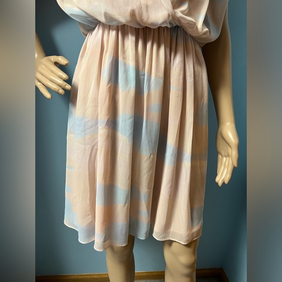Alice + Olivia tie dye Sunset Skies Dress blue pink chiffon - Picture 3 of 7